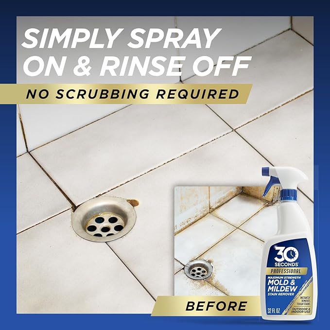 30 SECONDS Pro Mold and Mildew Stain Remover | Scrub Free | Brighter Results Instantly | Ready To Use | 32 Fl. Oz.