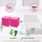 kimteny 13x28 Inches Kitchen Cloth Dish Towels, 400 GSM Premium Dishcloths, Super Absorbent Coral Velvet Microfiber Cleaning Cloths, Fast Drying Rags for Washing Dishes (12 Pack, Rose Red)