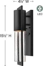 Hinkley Shelter Medium Outdoor LED Wall Mount Lantern - Minimalist Style, Dark Sky-Compliant, Solid Aluminum/Clear Seedy Glass - Black