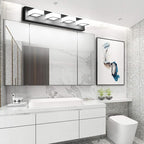 Ralbay Black Vanity Light Dimmable 4 Lights LED Modern Bathroom Vanity Lighting Fixtures Modern Stainless Steel Acrylic Rotable 360° Vanity Wall Light Over Mirror