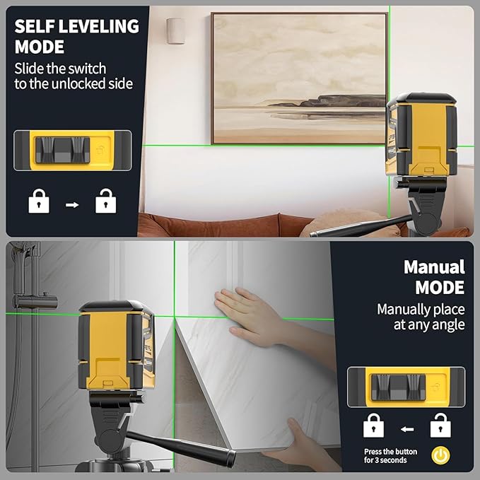360° Laser Level with Tripod,100ft/30m Self Leveling Laser Level,with Rechargeable Battery & Type-C Charging Port, Self Leveling Wide Angle Cross Leveler Tool for Construction