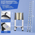 JADDUO Aluminum Telescoping Ladder - 16.5 FT Extension Ladder with 2 Triangle Stabilizers for Attic, RV, Home & Travel
