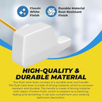 Qualihome Universal Side Mount Toilet Handle Tank Flush Lever - Modern Durable Toilet Bowl Handles Side Mount - Also Replaces Eljer Toilet Handle & THU004-CP Toto Toilet Handle Replacement (White)