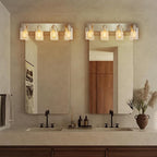 4-Light Bathroom Vanity Light Fixtures, Modern Bathroom Light Fixture with Clear Glass Brushed Nickel Finish Vanity Lights Over Mirror for Kitchen Bedroom Living Room