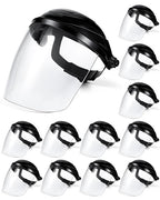 12 Pack Safety Face Shield for Grinding and Cutting, Full Impact Resistant Face Shield Mask for Work Chemical Woodworking (Black)