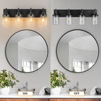 GoYeel Bathroom Light Fixtures Over Mirror, Matte Black Vanity Light 4 Light Wall Sconce Lighting Indoor Farmhouse Bathroom Lamp with Clear Glass Shade for Bedroom Living Room Hallway Kitchen