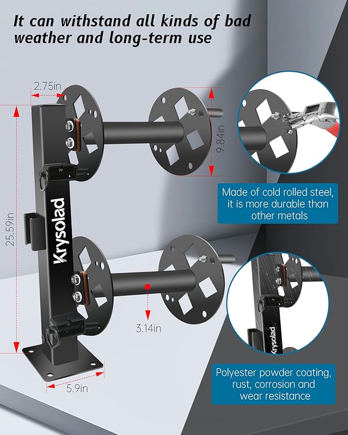 Upgrade Heavy Duty Double Welding Cable Lead Reel, 10" Lockable Welding Lead Reel with 10°Tilting Fixed Base and Metal Pin, Accommodates 150 Feet of 1/0 and 125 Feet of 2/0 Cable