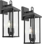 Darkaway Outdoor Wall Lights for House,2pcs Exterior Lighting Fixtures Wall Mount Porch Lights Waterproof Outdoor Sconce Lights with Clear Glass for Patio Hallway Garage E12 Socket