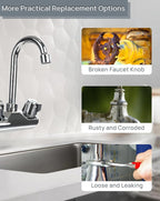 Commercial Faucet Handle Replacement Kit Outdoor Faucet Handles 0.43 Round Stem Hole Faucet Handle Sillcock Valve Stems for Industrial, Restaurant, Kitchen Faucet (Red)