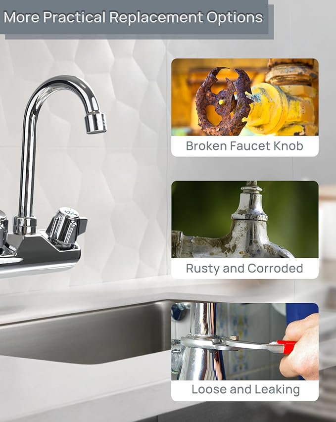 Commercial Faucet Handle Replacement Kit Outdoor Faucet Handles 0.43 Round Stem Hole Faucet Handle Sillcock Valve Stems for Industrial, Restaurant, Kitchen Faucet (Blue)