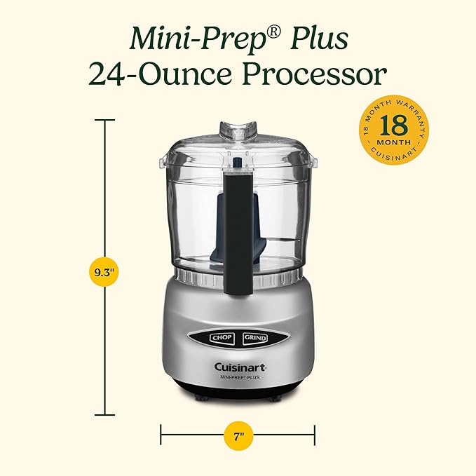 Cuisinart Mini-Prep Plus Food Processor, 24-Ounce Mini Food Processor to Chop Herbs, Vegetables, and Hard Cheese, 24-Ounce Work Bowl, Reversible Stainless Steel Blade, DLC-2APK, Pink