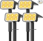 Solar Spot Lights Outdoor, [4 pack/118 LED] 4 Modes Auto On/Off Solar Landscape Spotlights, Ip67 Waterproof Solor Powered Pathway Lights for Outside Yard Garden Walkway Tree Patio (Warm White)