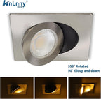 Square Brushed Nickel Recessed Lighting 4 Inch 6 Pack, Ajustable Eyeball recessed Light with Junction Box,5 Color Selectable,Airtight,9W 750LM,Dimmable,Brushed Nickel