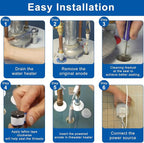 PODOY 44" Flexible Magnesium Anode Rod for Hot Water Heater 3/4" NPT Thread Water Heater Anode Rod Compatible with Rheemm Reliancee Richmondd GEE for Home Water Tank 2 Packs Including Teflon Tape