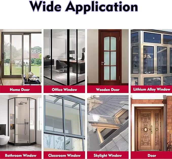 Silicone Seal Weather Stripping Tape 16.5 Feet Strip Bottom Draft Insulation Stopper Tape Weatherproof Soundproof for Door or Window Bathroom Shower Glass Gaps（25mm*5m）