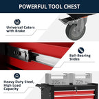 7-Drawer Metal Rolling Tool Chest with Wheels,Tool Storage Cabinet with Locking System，Toolbox with Wheels for Garage, Warehouse, Workshop, Repair Shop (Black&red, 7-Drawer)