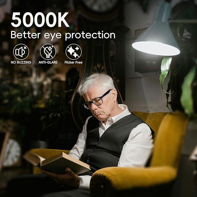 Jensense Edison LED Light Bulbs E26 Bulb 60 watt Equivalent Dimmable Light Bulbs 5000K Daylight Cool White Vintage 7W Edison Bulbs 110V 120V 800 Lumen CRI90, 4 Pack