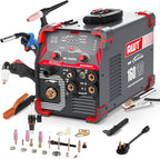 AWT MIG Welding Machine,160A 5 in 1 Plasma Cutter Welder Combo HF TIG/Gas MIG/Flux MIG/Stick Welding,110/220V Dual Voltage, Multi-Process Welder MIG88-160M