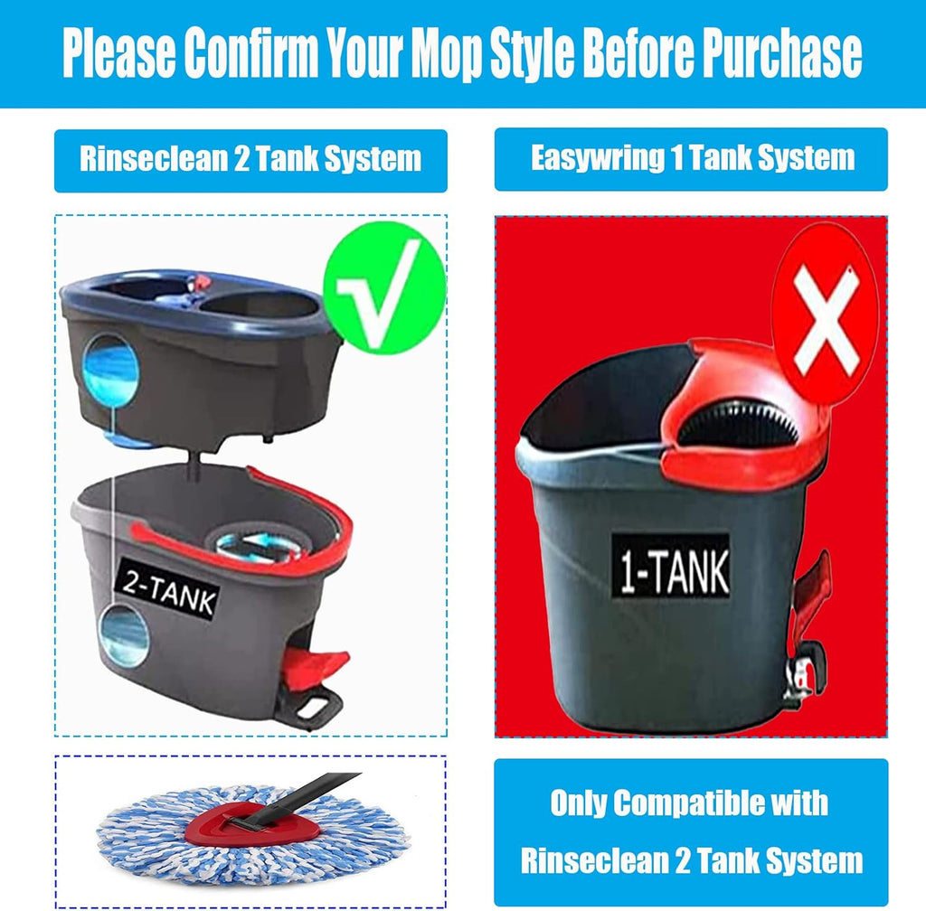 10 Pack Spin Mop Replacement Heads, Only Fit for RinseClean 2-Tank System, 100% Microfiber Spin Mop Refills,Spinning Mop Replace Head for Easy Wring Mop Floor Cleaning