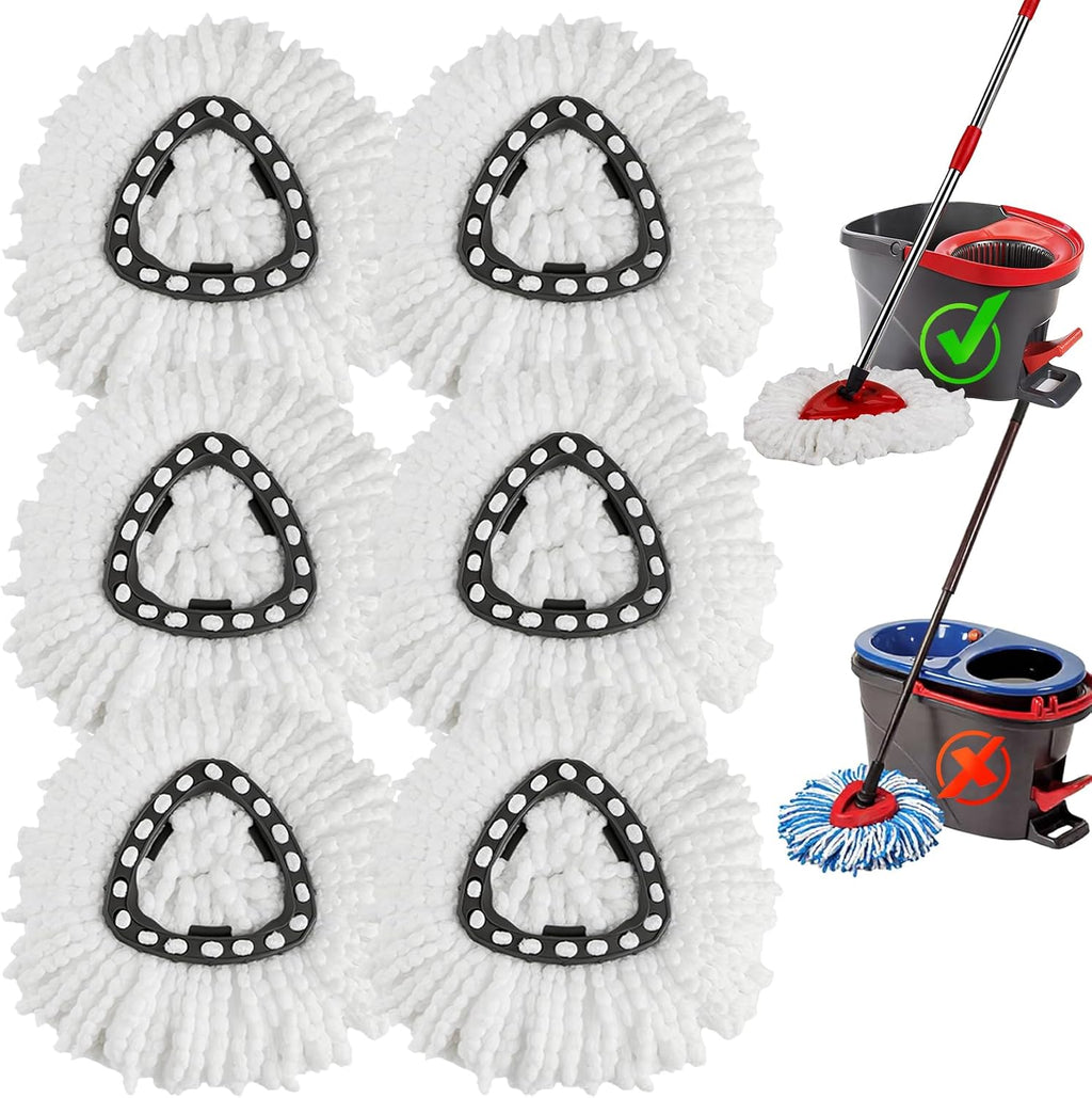 6 Pack Mop Head Replacement, Microfiber Spin Mop Refill Replace Head Compatible O-Ceda Easywring 1-Tank System, Spin Mop Replacement Heads for Easy Cleaning Floor Mopping