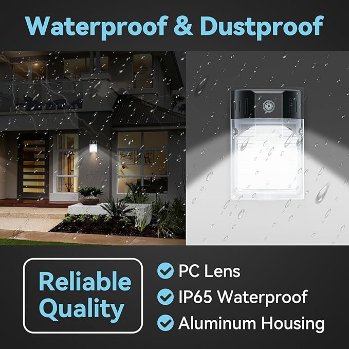 30W LED Wall Pack Light with Dusk to Dawn Photocell 8Pack, 3900LM 5000K Daylight, LED Wall Lights Outdoor Security Lighting for House Garage Yard Garden, IP65 Waterproof, 100-277VAC, ETL Listed