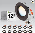 ASD Retrofit LED Recessed Lighting 4 Inch | 9W 700 Lm Wet Rated Dimmable Ceiling Downlights | 2700K-5000K Adjustable CRI90 Bronze Room Recessed Light Fixtures | LED Can Lights, UL 12 Pack