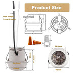 E26 U Clip Porcelain Socket,Medium Base Snap-in Keyless Ceramic Lamp Holder with 6" Black White Dual Wires, 660W 600V for Fixture Lighting (2-Pack)