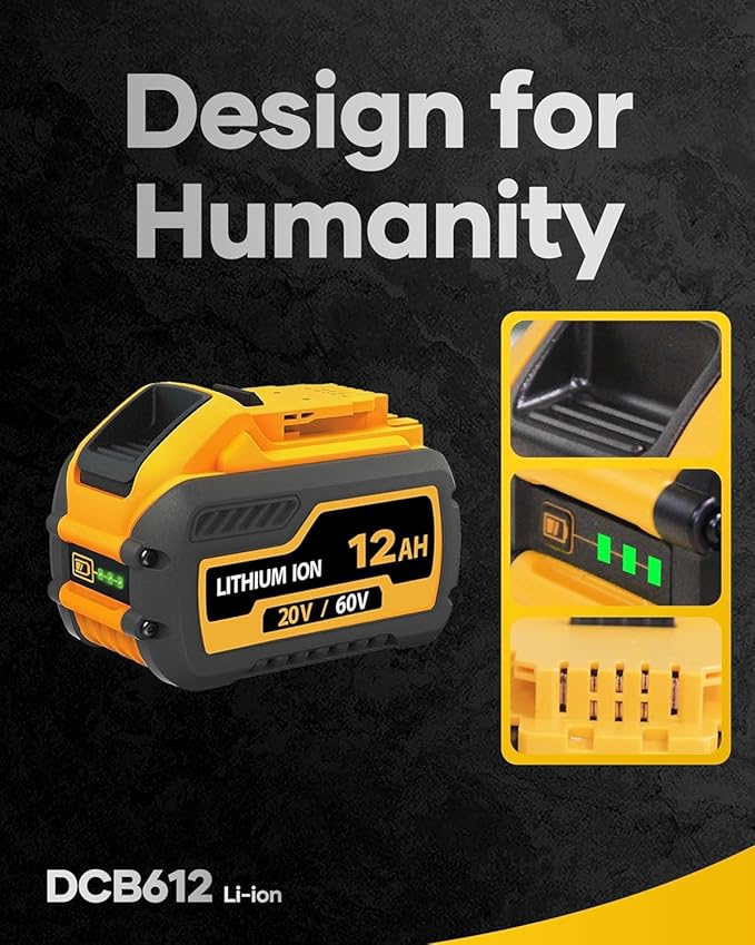 60V Battery 12ah Replacement for Dewalt Batteries 60 Volt DCB606 DCB609 DCB612 4 Pack, Compatible with Dewalt 20V 60V Cordless Power Tools