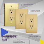 ENERLITES Elite Series Decorator Receptacle Outlet Child Safe Tamper-Resistant, Gloss Finish, Self-Grounding, Residential Grade, 15A 125V, 61501-TR-GDWBP, Brushed Gold