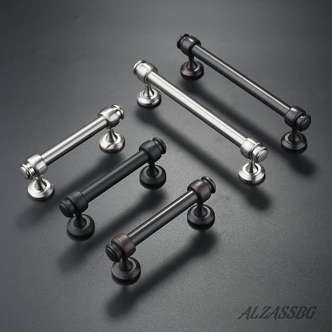 Alzassbg 10 Pack Oil Rubbed Bronze Cabinet Pulls, 7 Inch(177.8mm) Hole Centers Cabinet Handles Kitchen Hardware Straight Bar for Cabinets and Drawer AL3082ORB