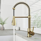VIGO Brant 19'' H Single Handle Pull-Down Sprayer Kitchen Faucet in Matte Brushed Gold-VG02003MG