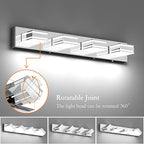 Ralbay 30inch Chrome Vanity Light for Bathroom with 5 Color Temperatures (3000K-6000K) Dimmable Stainless Steel Acrylic LED Modern Chrome Bathroom Light Fixtures (4-Light)