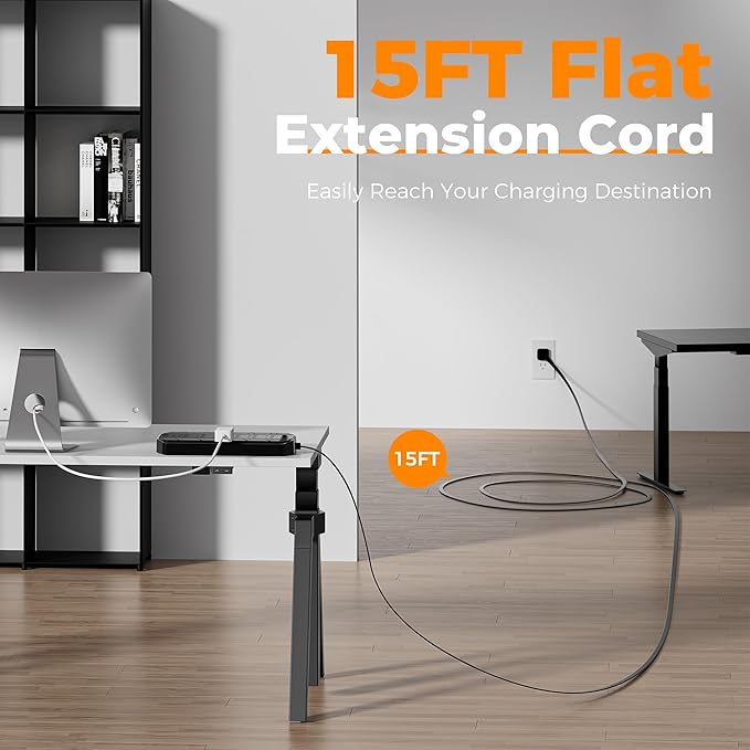 TESSAN 22 Outlets Large Power Strip with 4 USB Ports (2 USB C), 15FT Heavy Duty Extension Cord with Multiple Outlets, 4000 Joules Surge Protection, Wall Mountable for Gaming, Office, Home, Black