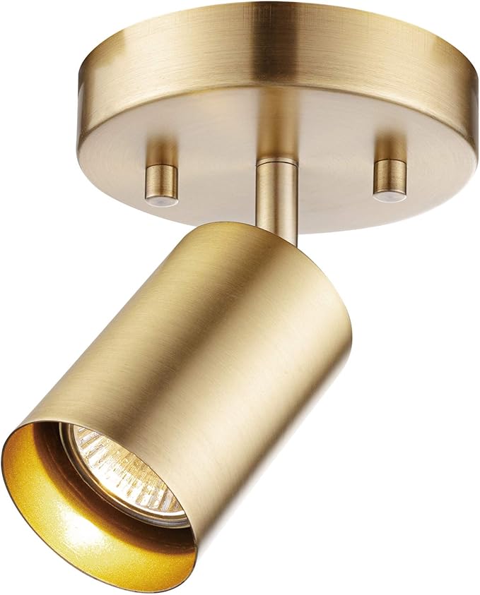 GLOBE Electric 59765 Pratt 1-Light Track Lighting Spotlight, Matte Brass, Gold