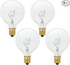 OHLECTRIC G16.5 Incandescent Globe Bulb (4-Pack) Decorative Light Bulb, 25 Watt, E12 Candelabra Base, Dimmable, 2700K Warm White, Clear Bulb, 232 Lumens. 120 Volt, Decorative G16½ Clear Light Bulbs