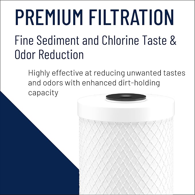 Pentair Pentek CBC-10 Carbon Water Filter, 10-Inch, Under Sink Carbon Block Replacement Cartridge with Bonded Powdered Activated Carbon (PAC) Filter, 10" x 2.5", 0.5 Micron, Pack of 12