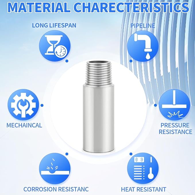 ChillWaves 304 Stainless Steel Pipe Fitting, Nipple Cast Pipe 1" NPT Male x 1" NPT Female Thread 2" Length(50MM)(2-PACK)