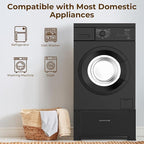 SKM Washer and Dryer Stand - 28" Laundry Pedestals for Washing Machine and Dryer with Top Panel, Heavy Duty Steel Pedestal Raiser, 14.2 Inches Height Elevation in Black