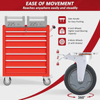7 Drawers Rolling Tool Chest with Wheels, Portable Rolling Tool Boxes with Wheels, Tool Box Storage Cabinet with Locking System for Garage (RED, 7 Drawers)