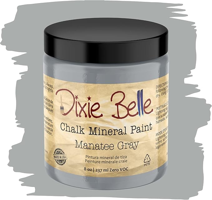 Dixie Belle Paint Company Chalk Finish Furniture Paint - Manatee Gray (8oz) - Matte Light Gray Chic Chalk Mineral DIY Furniture Paint