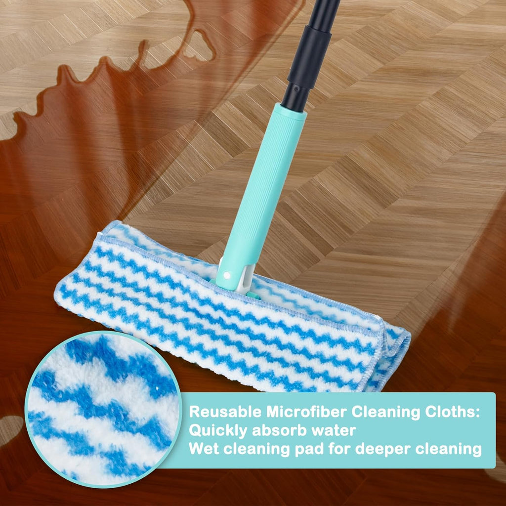 KeFanta Sweeper Mops for Floor Cleaning, 2-in-1 Mops Kit Compatible with Swiffer Pads, Disposable Dust Mop with 20 Dry Cloths, 1 Washable Microfiber Cloth for Hardwood Kitchen Bathroom Pet Hair