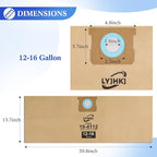 5 Pack DXVA19-4112, Vacuum Bags for DEWALT 12 to 16 Gallon Wet/Dry Vacuum, Disposable Shop Vac Bags compatible with DXVA19-4112, DXVA19-4102, Dust Collection Bag Replacement
