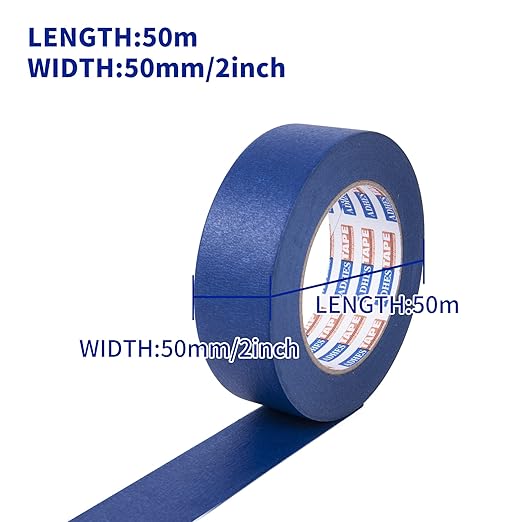 ADHES Blue Painters Tape 2 inches Wide, Masking Tape for Painting, 6 Rolls x 2 Inches x 55 Yards, Paint Tape No Residue Outdoor Anti UV Multi Surface Use, Total 330 Yards