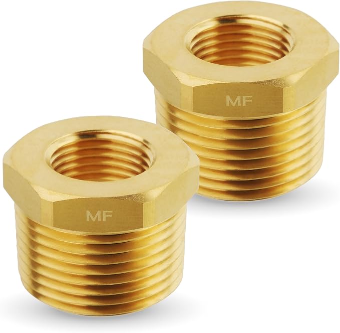 MAACFLOW brass 3/4" Male NPT to 3/8" Female NPT Adapter Reducer Hex Bushing (Thread OD1.02" - ID 0.58") (pack of 2)