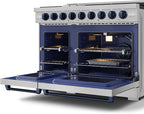 Gordon Ramsay by THOR Kitchen 48 Inch Professional Gas Range with Double Oven in Stainless Steel/Blue