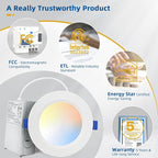 4 Pack LED Recessed Lighting 6 Inch,1800LM 16W=200W, 3000K Ultra-Thin Can Lights with Junction Box, Retrofit Dimmable Recessed Lights, Canless Wafer Downlight - ETL & Energy Star Certified