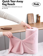 Fantasticlean Microfiber Cleaning Cloth Roll -60 Pack, Tear Away Microfiber Towels, 12" x 12", Reusable, Washable, Scratch Free, Ultra Absorbent Dishcloth for Car, Home Supplies (Pink & Grey)