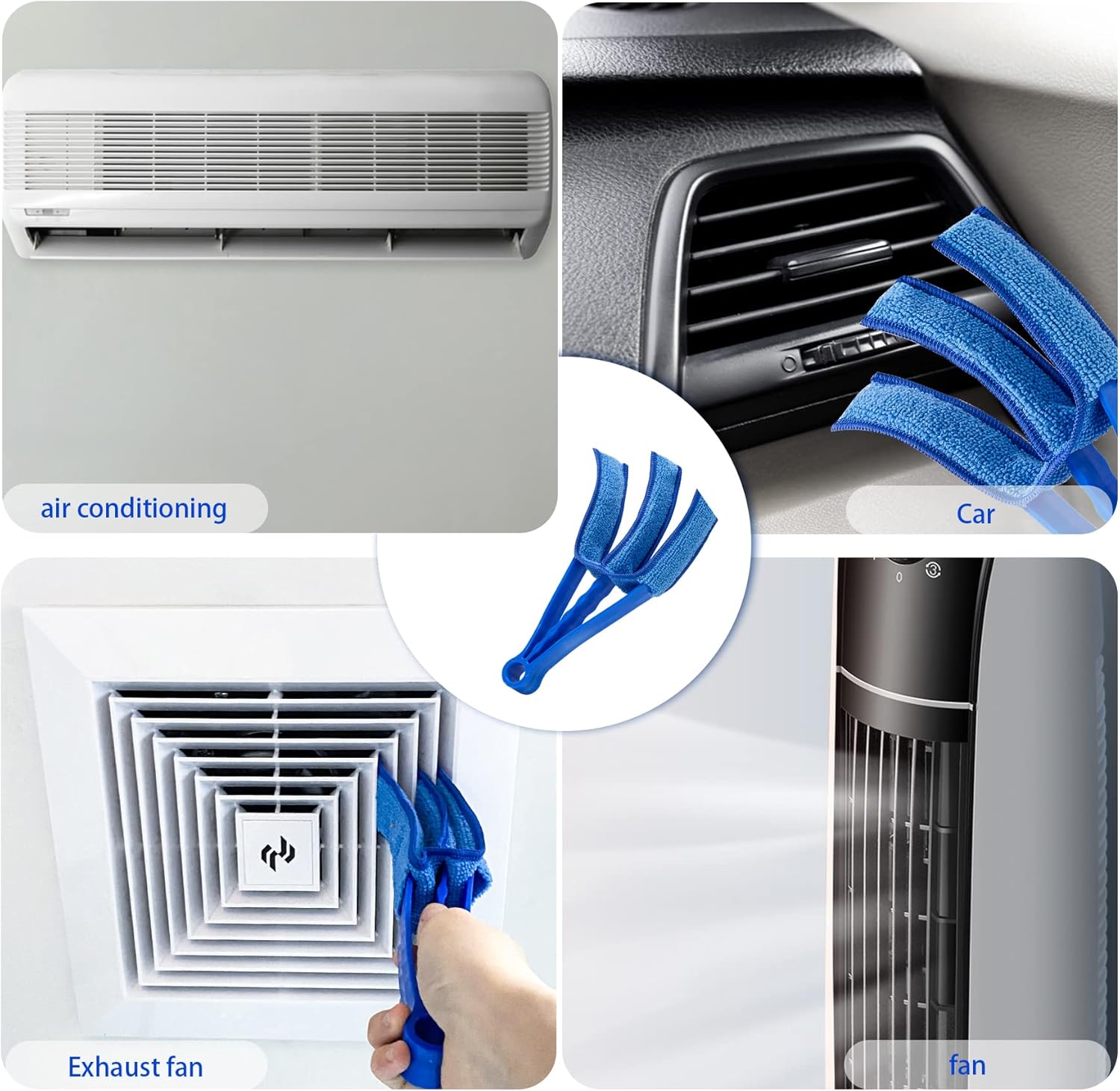 2Pcs Window Venetian 7 Finger Blind Cleaner Duster Tool and 2Pcs dust-Removing Brushes（Orange,Yellow, Blue）