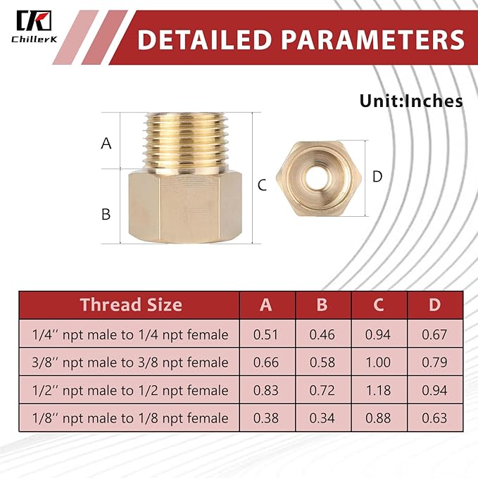 Hex Couplings, 3/8" x 3/8" NPT Male To Female Brass Hex Nipple Adapters, Brass Pipe Extension Fittings for Oil/Air/Water/Gas Systems. (2 Pack)