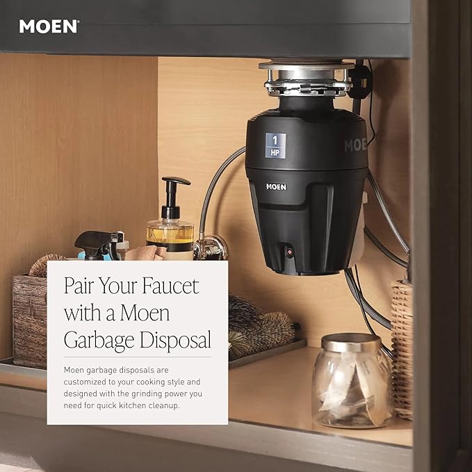 Moen Essie Spot Resist Stainless One-Handle High Arc Pre-Rinse Spring Pulldown Kitchen Faucet with Power Clean and Soap Dispenser, 87814SRS